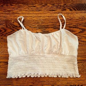 Hollister White Ruched Bust Crop Top